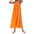 thumbnail image 1 of LMLYSoH Women's Spaghetti Strap Dresses Stylish Dot Print Ruffled Trim Sleeveless Long Dresses for Summer, 1 of 8