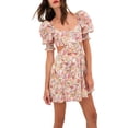 thumbnail image 1 of LMLYSoH Women's Summer Floral Print Dress Short Puff  Square Neck Cutout Waist Slim Mini A-Line Dress, 1 of 6