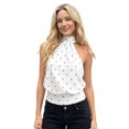 thumbnail image 1 of LMLYSoH Women's Summer Halter Tank Tops Dot Print Sleeveless Slim Fit Backless Cropped Vest for Party, 1 of 9