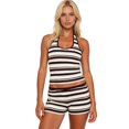 thumbnail image 1 of LMLYSoH Women's Summer Knit Outfit Stripe Sleeveless Halter Crop Tops and Matching Shorts 2 Pcs Set, 1 of 8