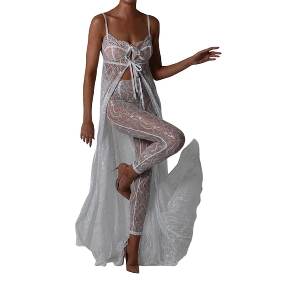 LMLYSoH Women´s Summer Long Beach Dress Sleeveless Backless Sheer Lace Split Bikini Cover Up