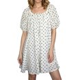 thumbnail image 1 of LMLYSoH Women's Summer Mini Dress Puff Short Sleeve Square Neck Elegant Dot Print A Line Dress, 1 of 8