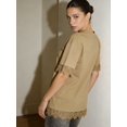 thumbnail image 1 of LMLYSoH Women's Summer Oversized T-Shirt Lace Patchwork Crew Neck Short Sleeve Loose Fitting Tops, 1 of 2