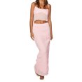 thumbnail image 1 of LMLYSoH Women’s Two Piece Summer Outfits Sleeveless Ruffle Hem Cami Tops and Long Skirt Set Beachwear, 1 of 9