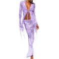thumbnail image 1 of LMLYSoH Women’s Two Piece Summer Outfits, Tie-up Front Sheer Mesh Tops and Long Skirt Set, 1 of 2