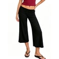 thumbnail image 1 of LMLYSoH Women’s Wide Leg Capri Pants Fold Over Waist Loose Cropped Pants, 1 of 8