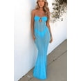thumbnail image 1 of LMLYSoH Womenacute;s Summer Mesh Tube Top Dress Solid Color Low Cut See Through Strapless Bodycon Long Dress, 1 of 2