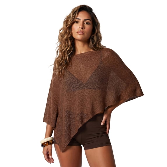 LMLYSoH Womens Knitted Ponchos Tops Shimmer Solid Shawl Wraps Comfortable Asymmetry Cape for Spring Summer