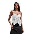 thumbnail image 1 of LMLYSoH Womens Lace Babydoll Tank Tops Stylish Solid Mesh Loose Hem V Neck Spaghetti Strap Camisoles, 1 of 9