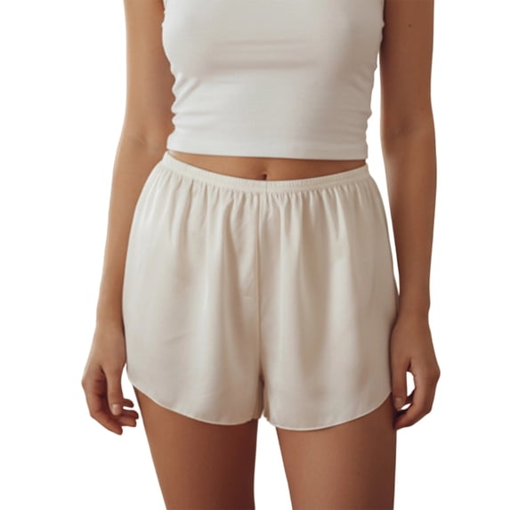 LMLYSoH Womens Satin Shorts Loose Casual Solid Color Elastic Waist Mini Shorts Stylish Summer Streetwear
