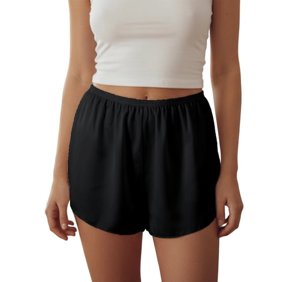 LMLYSoH Womens Satin Shorts Loose Casual Solid Color Elastic Waist Mini Shorts Stylish Summer Streetwear