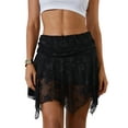 thumbnail image 1 of LMLYSoH Womens Short Skirts Floral Lace Sheer Asymmetric Frill Hem Soft Lined Waist Ruched Mini Low Rise Skirts, 1 of 9