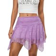 thumbnail image 1 of LMLYSoH Womens Short Skirts Floral Lace Sheer Asymmetric Frill Hem Soft Lined Waist Ruched Mini Low Rise Skirts, 1 of 7