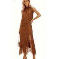 thumbnail image 1 of LMLYSoH Womens Summer 2 Piece Outfits Sleeveless Mock Neck Lace Patchwork Vest Tops and Irregular Hem Long Skirt Set, 1 of 2