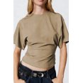 thumbnail image 1 of LMLYSoH Womens Summer T Shirt Short Sleeve Crew Neck Solid Color Casual Ruched Cinched Waist Crop Tops, 1 of 2