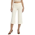 thumbnail image 1 of LMLYSoH Womens Wide Leg Capris Casual Fold Over Waist Stylish Solid Color Mid Rise Cropped Pants, 1 of 5