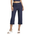 thumbnail image 1 of LMLYSoH Womens Wide Leg Capris Casual Fold Over Waist Stylish Solid Color Mid Rise Cropped Pants, 1 of 5