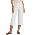 thumbnail image 1 of LMLYSoH Womens Wide Leg Capris Casual Fold Over Waist Stylish Solid Color Mid Rise Cropped Pants, 1 of 5