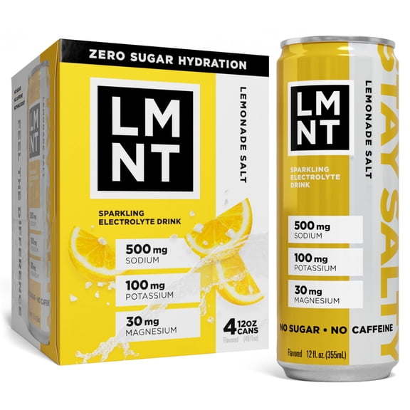 LMNT Sparkling Electrolyte Drink - Lemonade - 4pk / 12 fl oz Cans