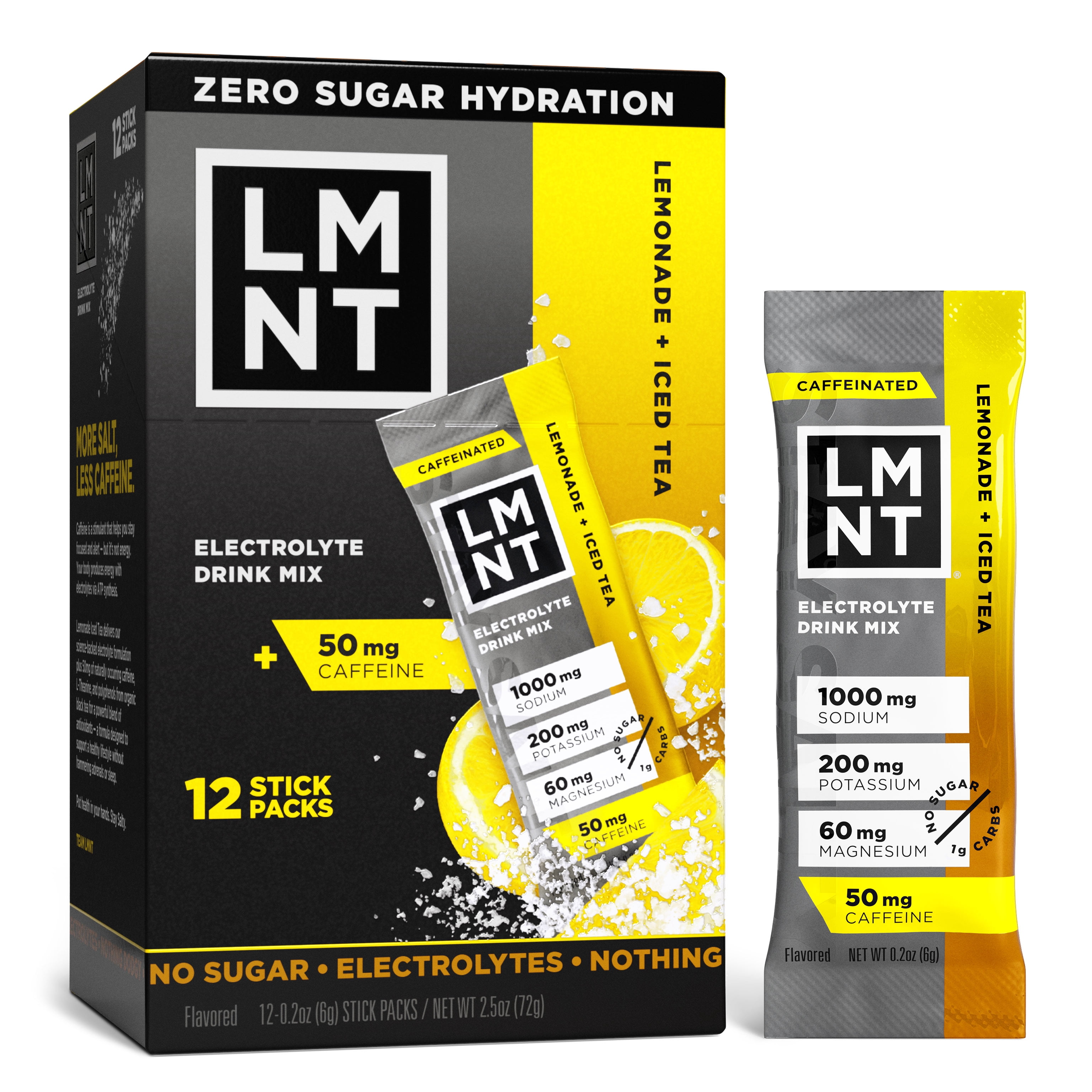 LMNT Zero Sugar Electrolyte Drink Mix - Lemonade Iced Tea - 12 Count