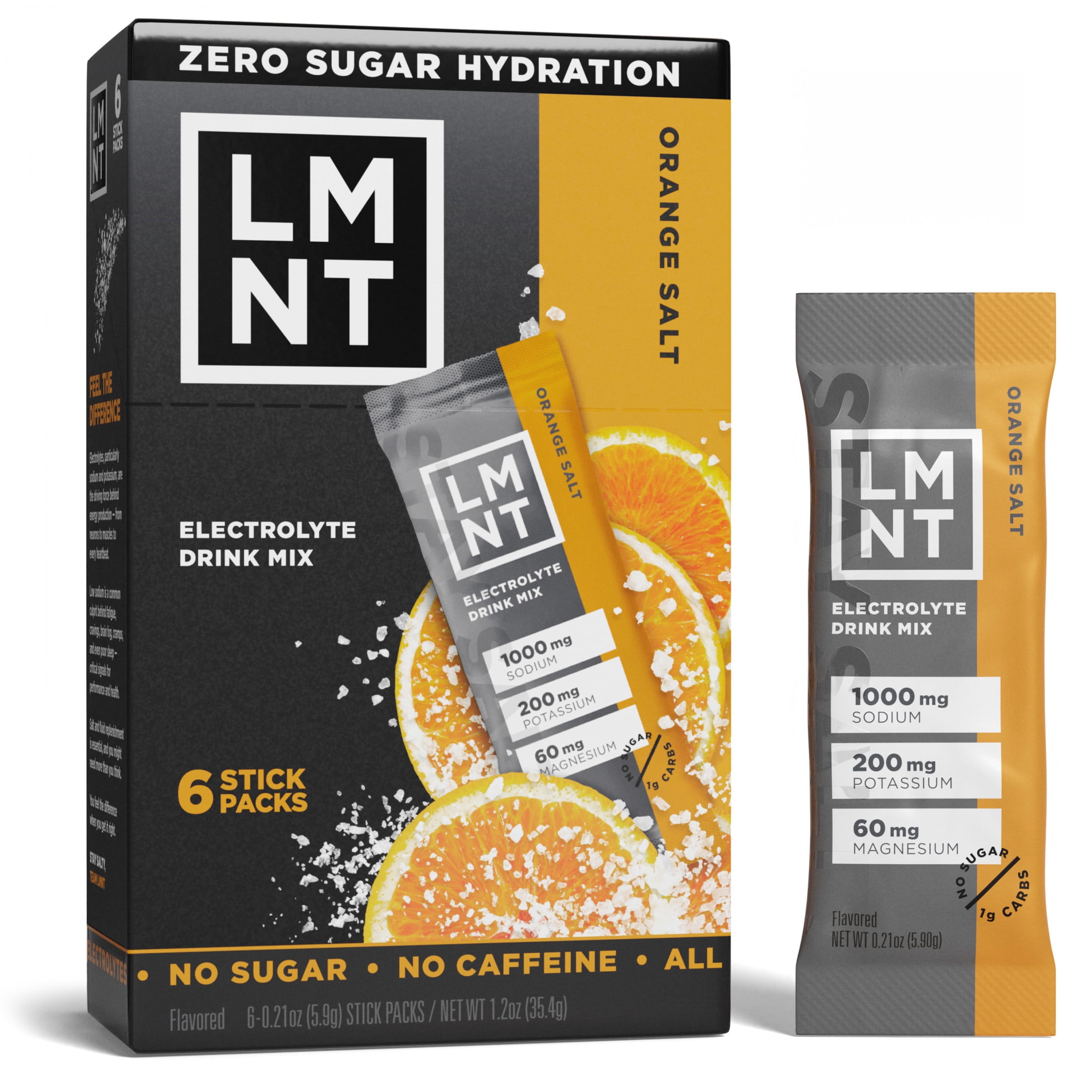 LMNT Zero Sugar Electrolyte Drink Mix - Orange - 6ct - Walmart.com