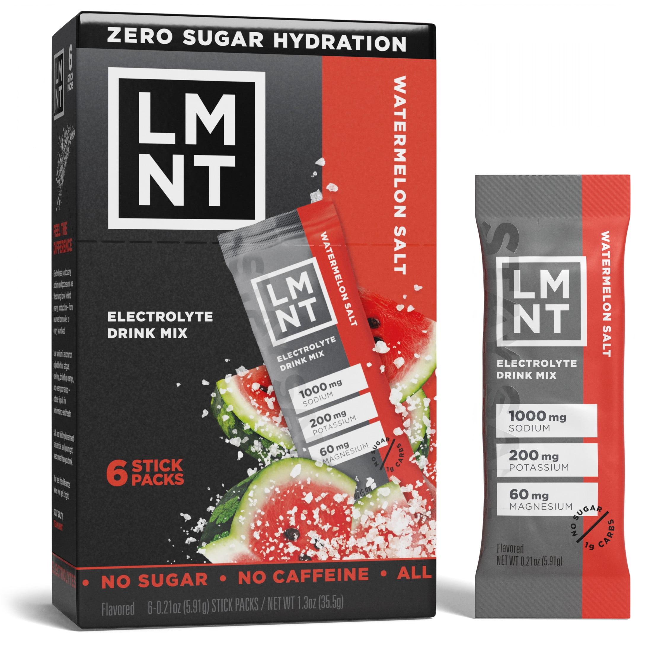 LMNT Zero Sugar Electrolyte Drink Mix - Watermelon - 6ct