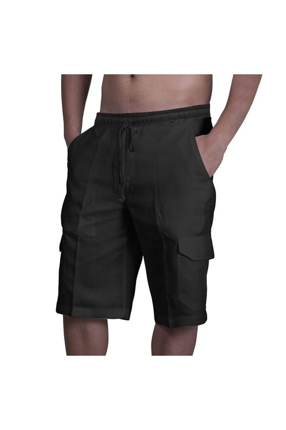Cargo Shorts for Men Stretch Waist Casual Summer Workout Gym & Outdoor Hiking Loose Shorts with Pockets Black XXXL