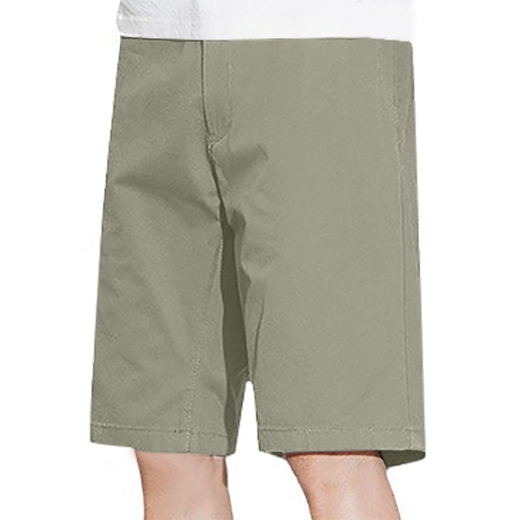 LMOIPLI Cotton Shorts for Men Casual Summer Relaxed Fit Knee Length Flat Front Shorts Baggy Versatile Outdoor Work Short with Pocket Army Green 30