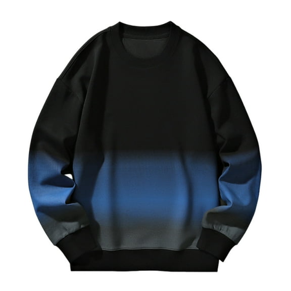 LMOIPLI Crewneck Sweatshirts Men Fall Winter Basic Tops Fashion Gradient Pullover Shirts Loose Lounge Blouse Plus Size Tops Black XXXXL