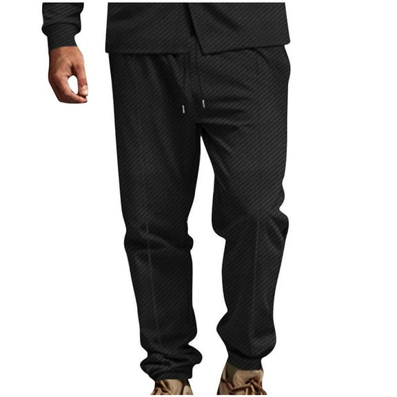 LMOIPLI Fashion Casual Loose Pajama Pants Lightweight Breathable Jogger Pants Comfortable Home Wear Daily Activities Men's Full Length Trousers Black S