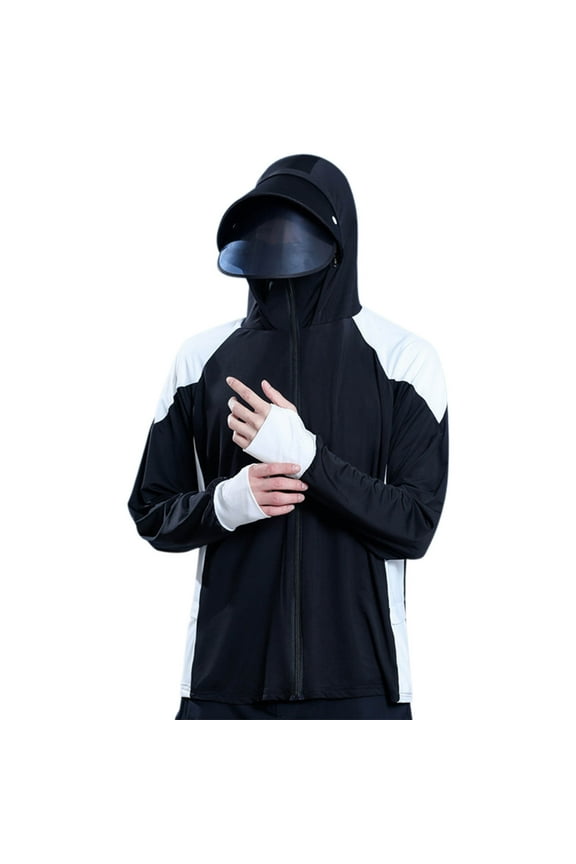 Fishing Shirts for Men Ice Silk UPF 50 + Sun Protection Hoodie Lightweight Breathable Outdoor Hiking Camping Black XL