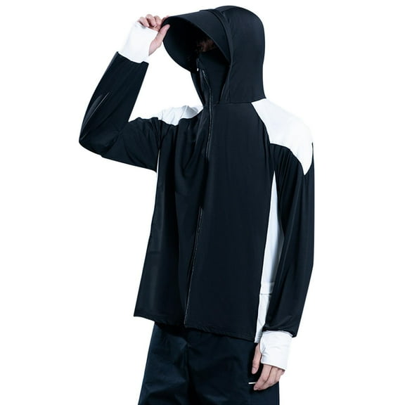 LMOIPLI Fishing Shirts for Men UPF 50   Sun Protection Hoodie Ice Silk Lightweight Breathable Outdoor Hiking Camping Black XL