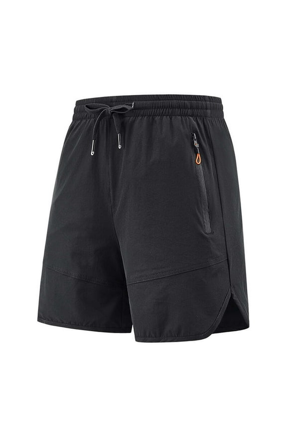 Linen Cotton Casual Elastic Waist Shorts for Mens Lightweight Gauze Shorts Stretch Summer Beach Shorts with Zipper Pocket Black XXL