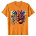 thumbnail image 1 of LMOIPLI Mardi Gras Shirt for Men Festival Mask Print Tops Casual Daily Wear Short Sleeve Crewneck Summer Tee Plus Size Orange M, 1 of 5