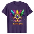 thumbnail image 1 of LMOIPLI Mardi Gras Shirt for Men Festival Mask Print Tops for Casual Daily Wear Crewneck Short Sleeve Summer Tee Plus Size Purple XXL, 1 of 5