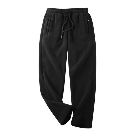 LMOIPLI Men Casual Elastic Waist Full Length Pants Comfortable Soft Fabric Breathable Tie Closure Stylish Straight Leg Trousers Outdoor Casual Wear Black S