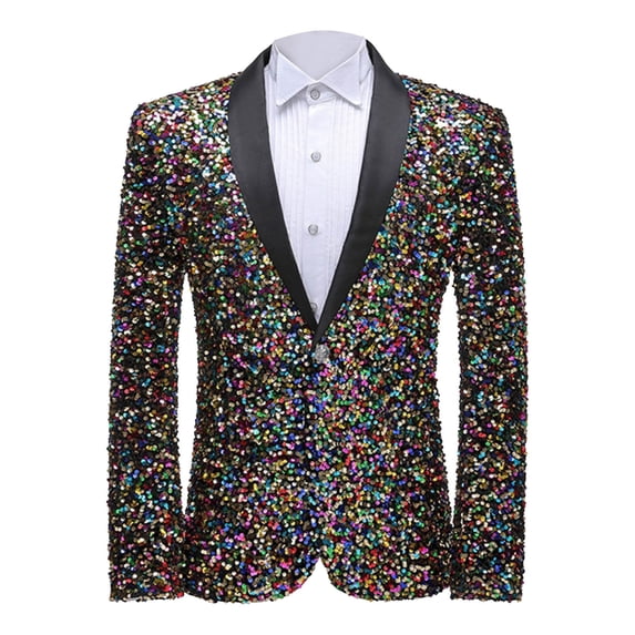 LMOIPLI Men Confetti Sequined Shawl Lapel Tuxedo Blazer Single Button Formal Wedding Banquet Sport Coat Multicolor XXXL