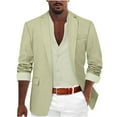 thumbnail image 1 of LMOIPLI Men Lightweight Solid Notch Lapel Blazer Jacket Single Button Casual Vacation Sport Coat Green S, 1 of 5