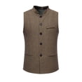 thumbnail image 1 of LMOIPLI Men Mandarin Collar Tweed Single Breasted Waistcoat Stand Neck Casual Formal Layer Vest for Daily Party Coffee S, 1 of 9