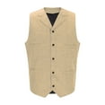 thumbnail image 1 of LMOIPLI Men Notch Collar Tweed Single Breasted Waistcoat Five Button Vintage Casual Formal Vest Beige S, 1 of 7