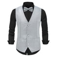 thumbnail image 1 of LMOIPLI Men Shiny Fabric V Neck Single Breasted Formal Waistcoat Wedding Banquet Party Layer Vest Silver S, 1 of 3