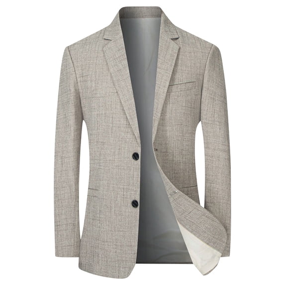 LMOIPLI Men Textured Solid Notch Lapel Two Button Lightweight Blazer Spring Summer Casual Sport Coat Gray XXXXL