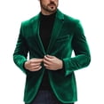 thumbnail image 1 of LMOIPLI Men Thick Plush Velvet Notch Lapel Two Button Blazer Fall Winter Date Banquet Casual Sport Coat Green S, 1 of 5