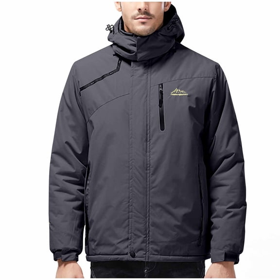 LMOIPLI Men Warm Outdoor Sports Jacket Windproof Hooded Jacket With Fleece Jacket Men Skiing Suit Long Sleeved Casual Jacket Gray XXXXXL