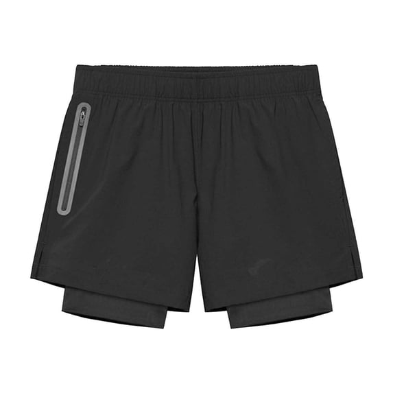 LMOIPLI Men's 2 in 1 Running Shorts Soft Breathable Quick-Drying Workout Gym Athletic Shorts with Zipper Pockets Black M