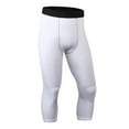 thumbnail image 1 of LMOIPLI Men's 3/4 Compression Pants Athletic Leggings Running Capri Tights Workout Basketball Gym Base Layer with Pockets White M, 1 of 3