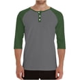 thumbnail image 1 of LMOIPLI Men's 3/4 Sleeve Baseball Shirt Casual Stylish Raglan Sleeve Jersey Henley Tops Slim Color Block Athletic T Shirts Green M, 1 of 7