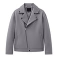 thumbnail image 1 of LMOIPLI Men's Asymmetric Zip Wool‑Blend Biker Jacket, Lapel Long‑Sleeve Outer Coat, Casual Fall Winter Moto‑Style Outerwear for Men Gray S, 1 of 7