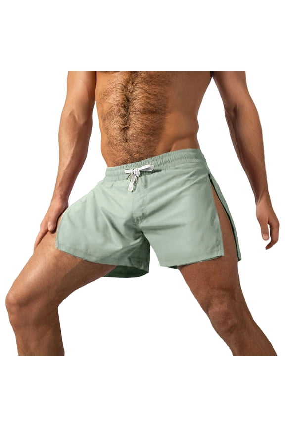 Men's Athletic Running Shorts Lightweight Gym Workout Side Split Shorts Athletic Quick Dry Sports Shorts with Pockets Green XL