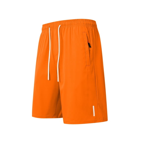 LMOIPLI Men's Athletic Shorts Running Quick Drying Active Wear Breathable Workout Hiking Basketball Outdoor Shorts with Zipper Pockets Orange S
